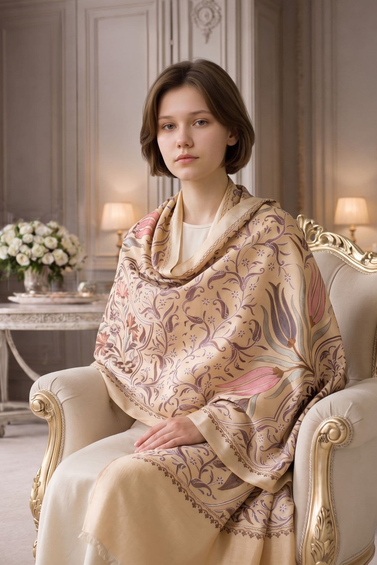 Nalki Jamawar Shawl — Coffee