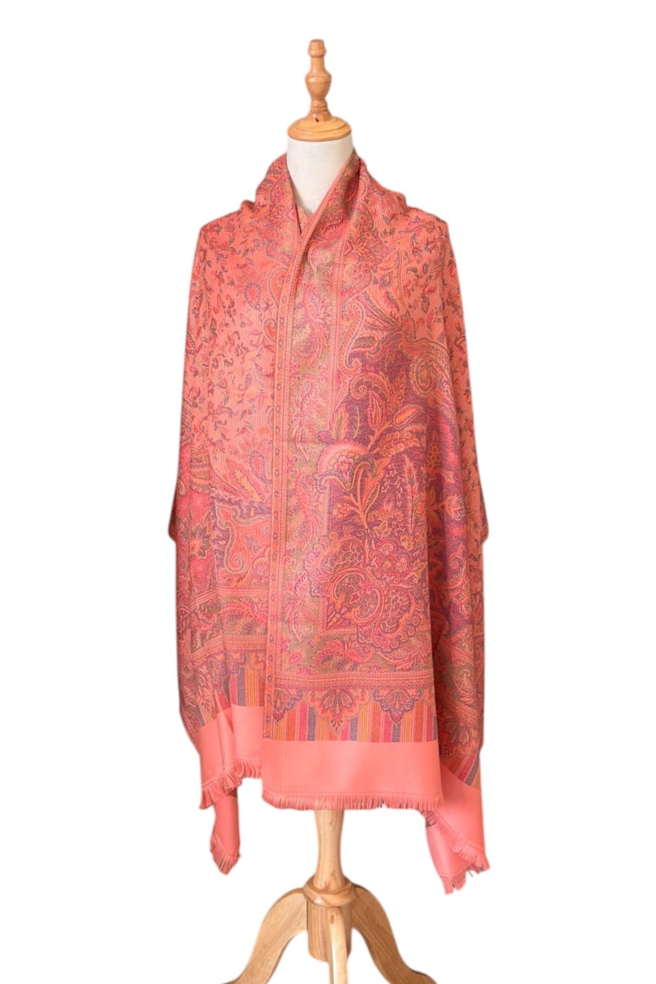 Pashmina - Handwoven Cotton Wool Shawl — Pastel pink 3