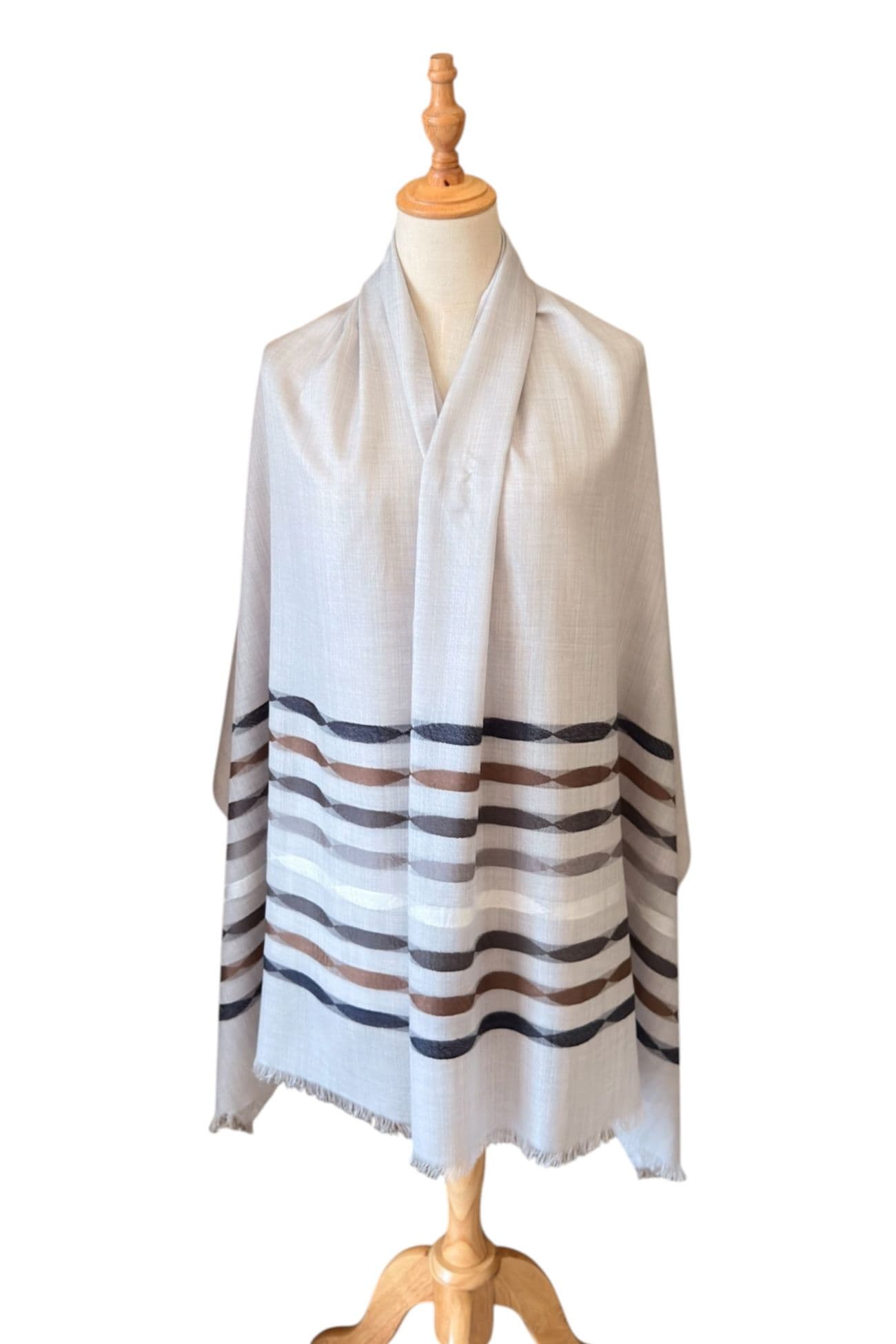 Modal Stripe Shawl — White