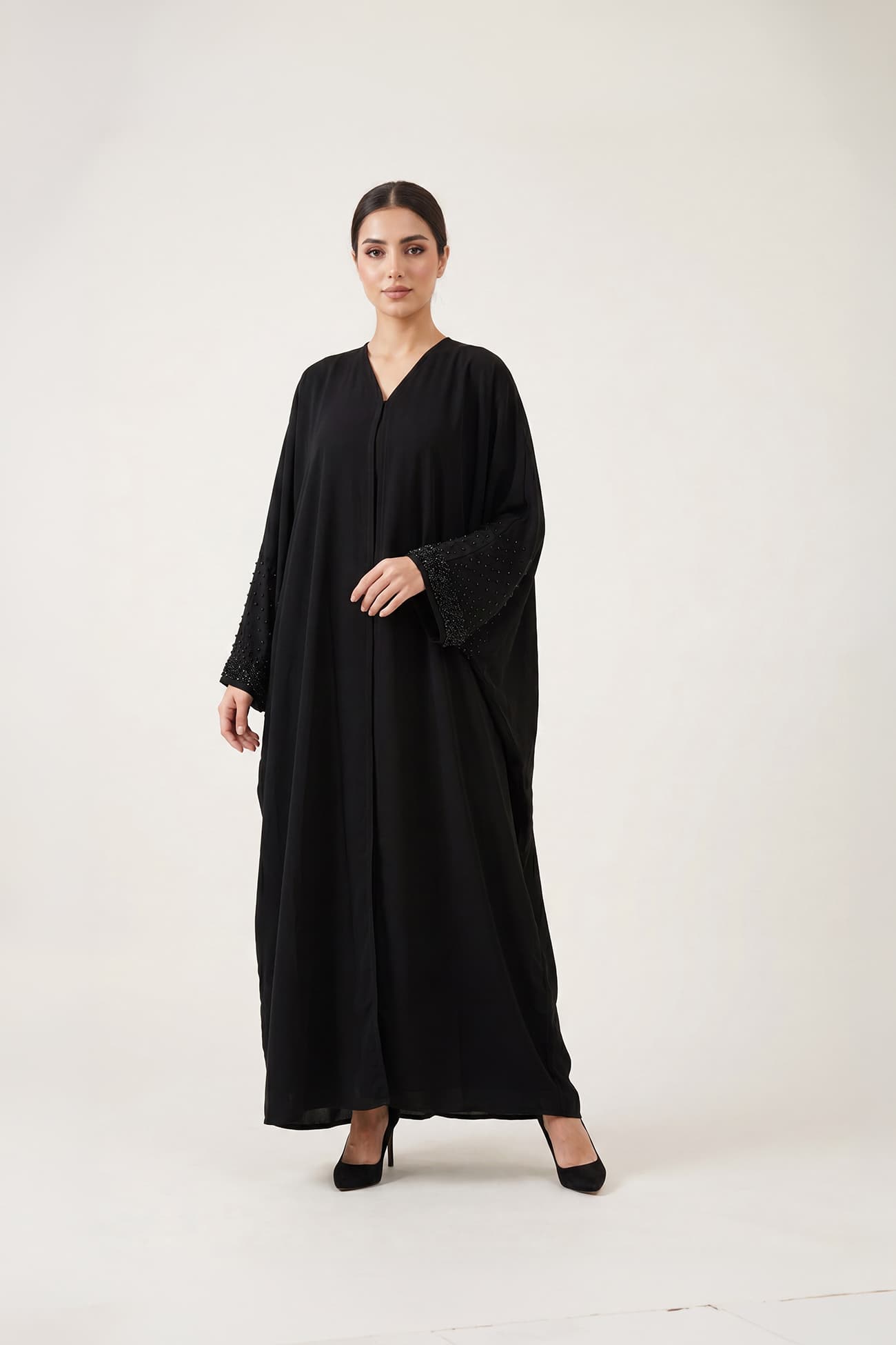 Noir Beaded Batwing Abaya